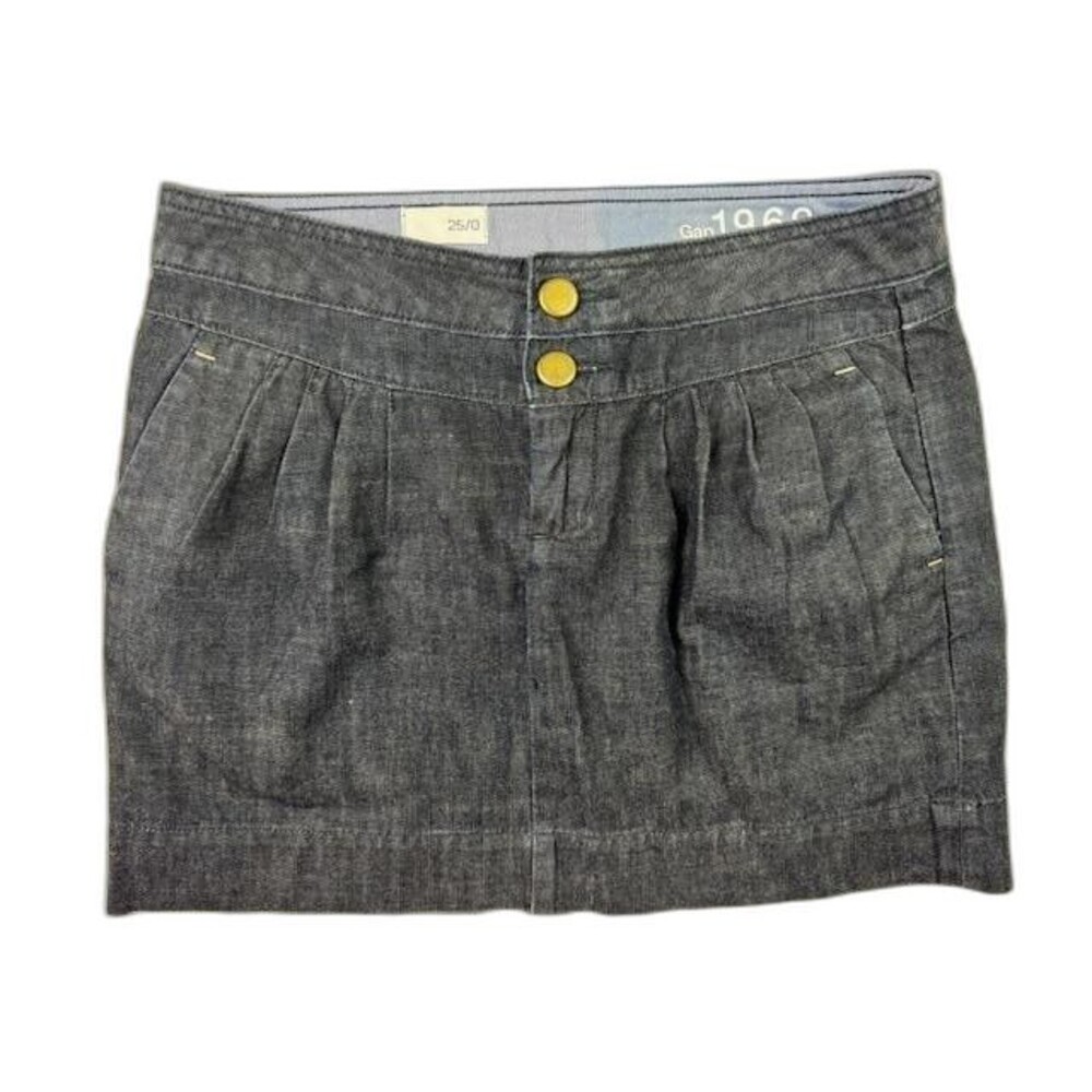 Gap Size 25 0 Womens Skirt Pleated Front Mini Cotton Dark Wash
